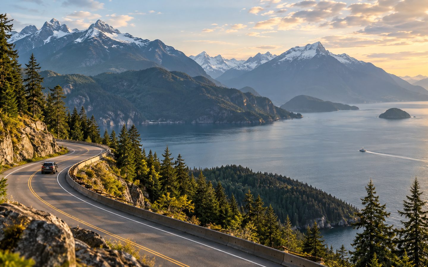 Sea-to-Sky Highway along Howe Sound in British Columbia